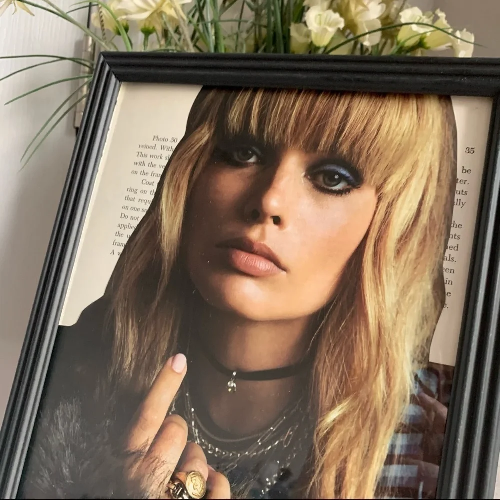 Editorial Collage Wall Art Margot Robbie Blonde Portrait Grunge Chic Aesthetic